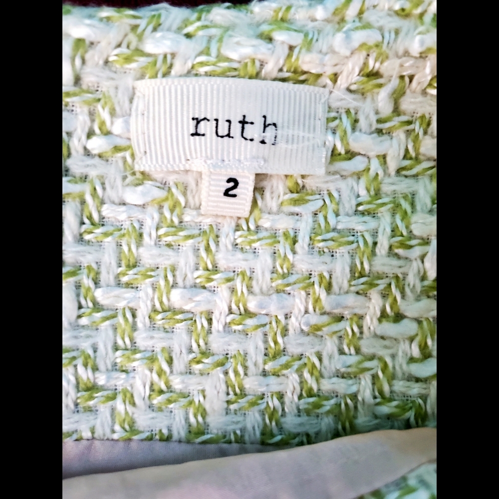 Anthropologie Ruth Yellow & Light green Wool & Silk Blend Sleeveless Gem Dress. - Picture 8 of 10